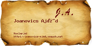 Joanovics Ajád névjegykártya